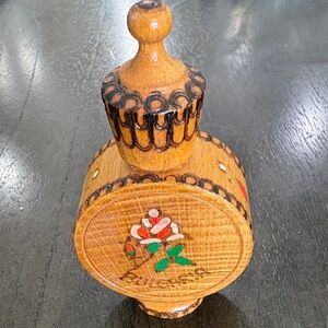 Vintage Handcrafted Wooden Essence Container Bulgaria